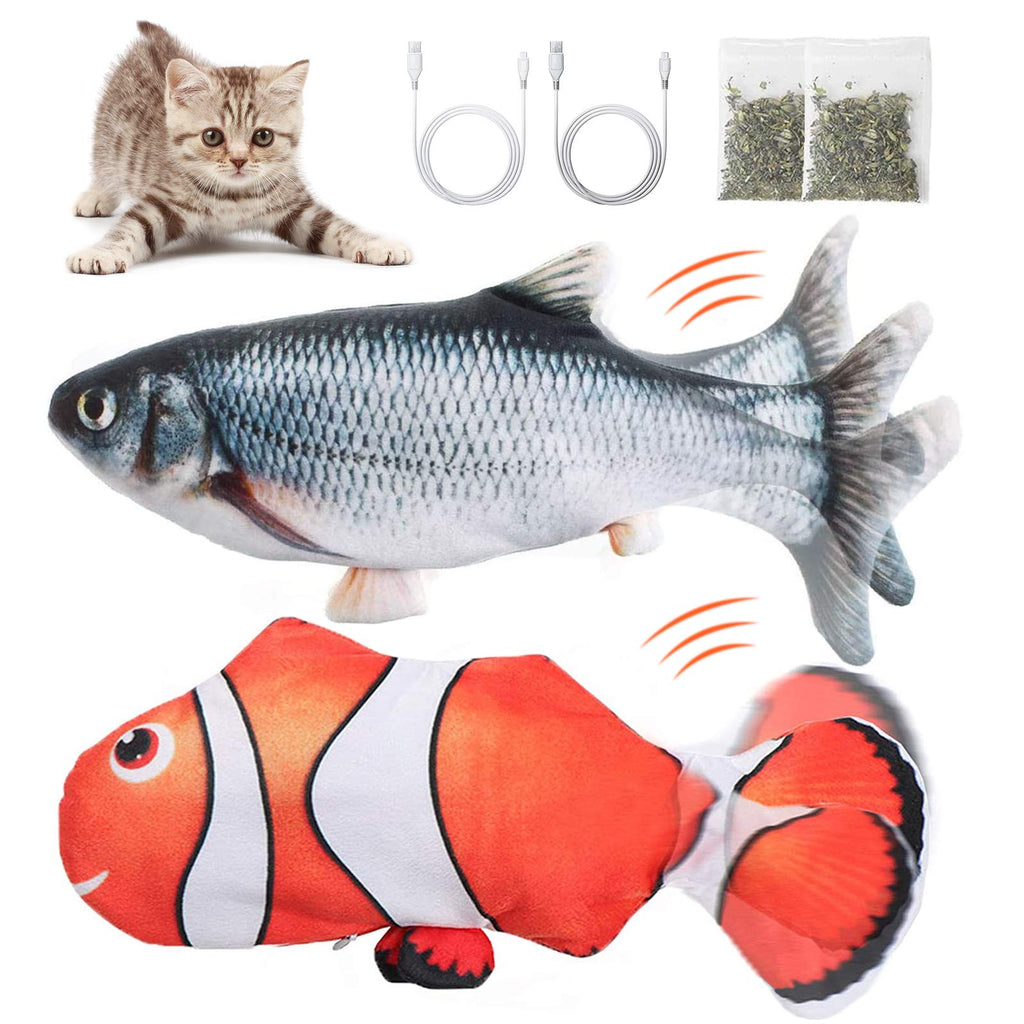 Gatibilin Electric Fish Cat Toy, 4D Realistic Flopping Fish, Moving Fish Cat Toy USB Rechargeable, Catnip Cat Toy 2 Pack - PawsPlanet Australia