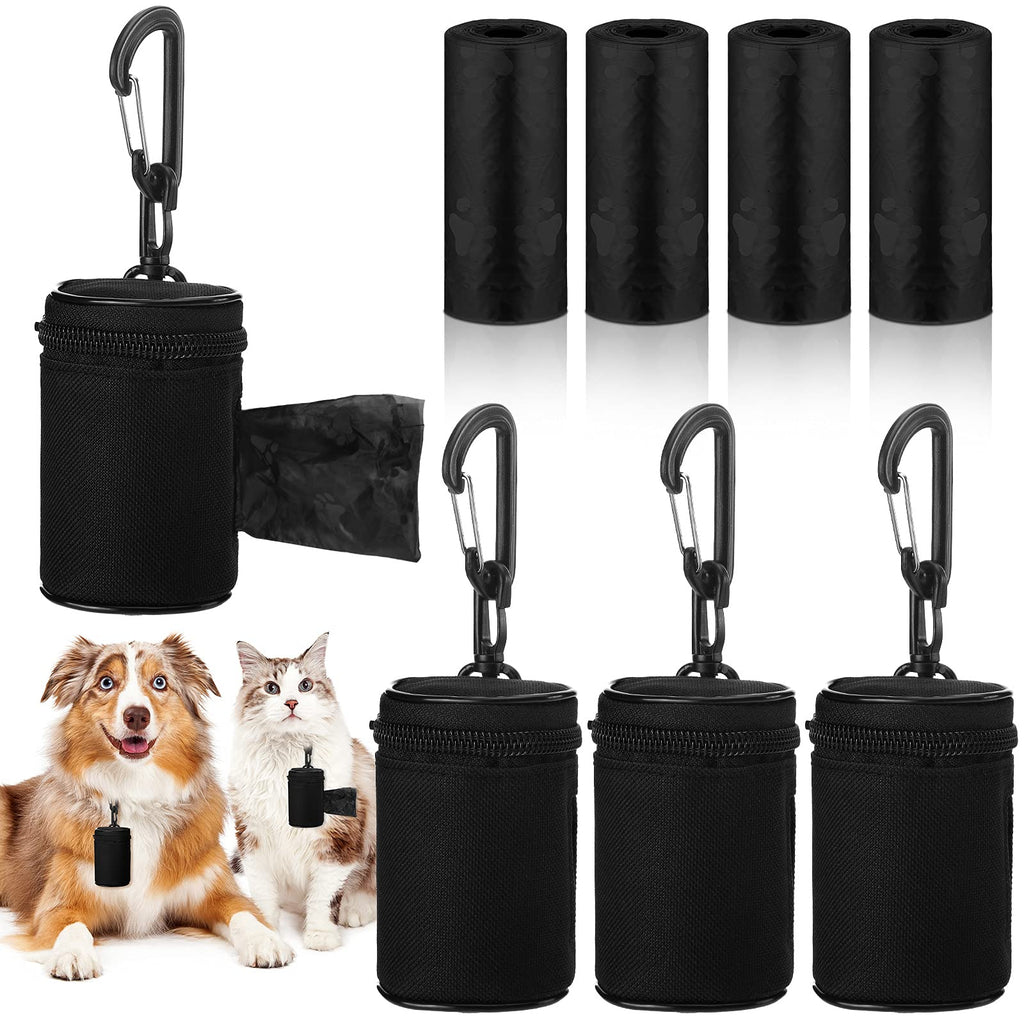 4 Pieces Dog Waste Bag Waterproof Dispenser Dog Poop Holder Leash Attachment for Leash Belt with 4 Rolls of Dog Bags - PawsPlanet Australia