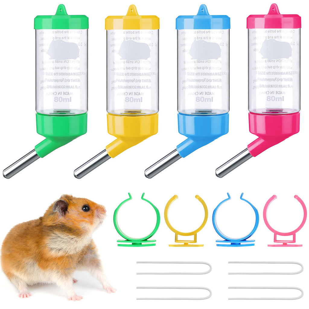 4 Pieces Guinea Pig Water Bottle 2.7 oz Small Animal Water Dispenser for Cage No Drip Hanging Hamster Water Bottle for Small Pet Ferret Hedgehog Hamster Chinchilla - PawsPlanet Australia