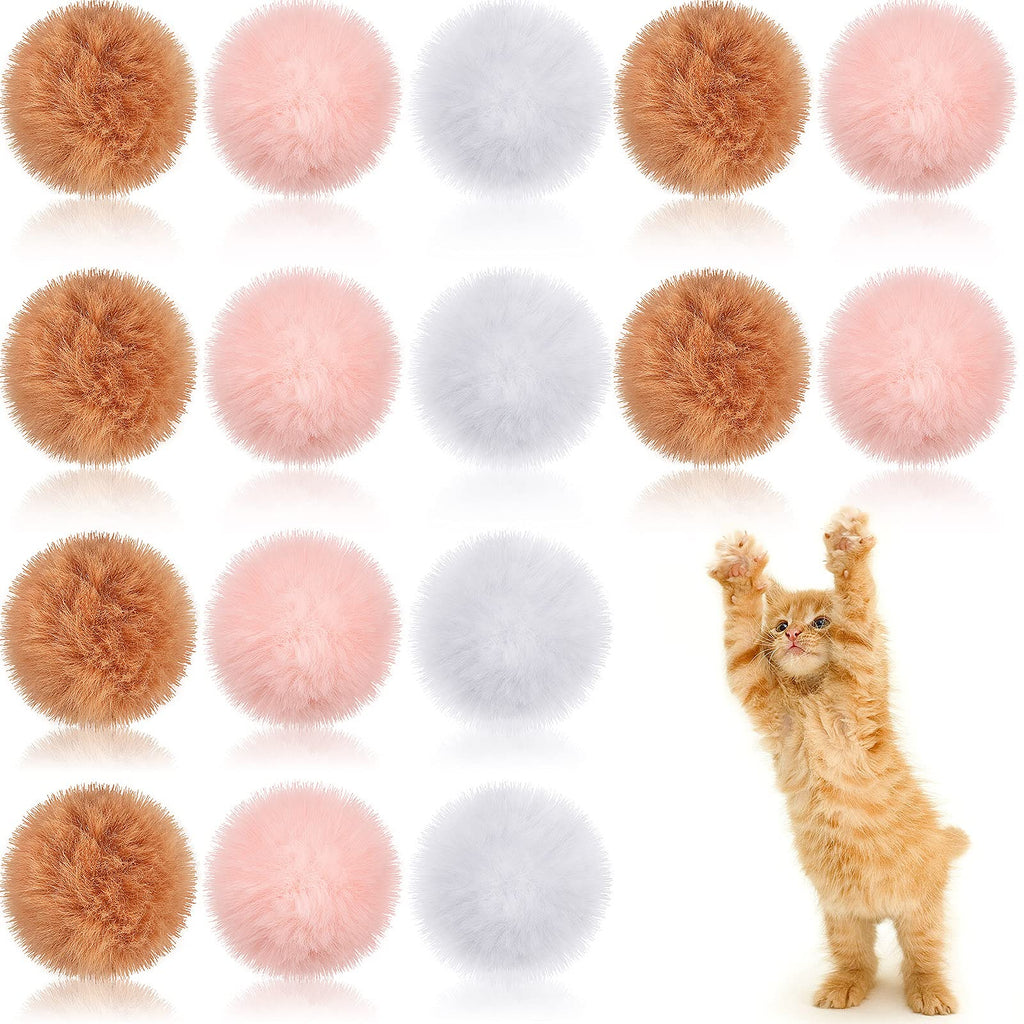 18 Pieces Cat Ball Toys Cat Furry Ball Large Plush Soft Artificial Fur Patch Puff Pom Balls Furry Rattle Ball Furry Patch Ball Interactive Cat Toys for Cat Kitten Having Fun Exercise Playing - PawsPlanet Australia