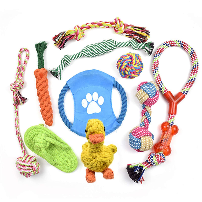 Linkfun 10 Pack Dog Chew Toys for Small Medium Dogs Heavy Dog Rope Toys Durable Duck Toys Interactive Rope Puppy Teething Toys Teeth Cleaning Gift Set Multi - PawsPlanet Australia