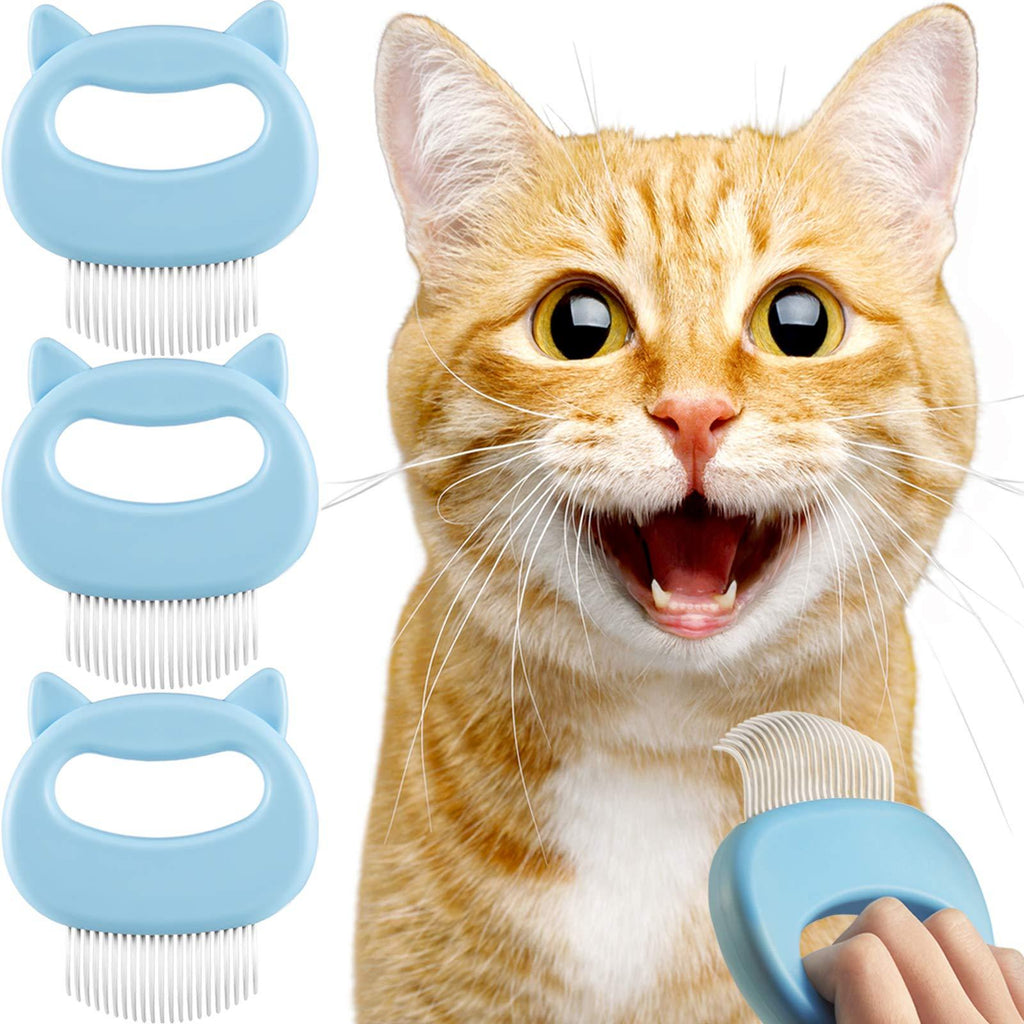 3 Pieces Cat Comb Pet Hair Removal Comb Cat Massage Comb Pet Hair Shedding Brush Pet Fur Grooming Brush for Cats and Dogs to Remove Matted Tangled Fur, Loose Hair (Blue) Blue - PawsPlanet Australia