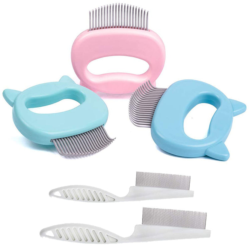 QICIG 5 Piece Pet Comb Set, Remove Pet Hair, Massage Soft Fur Shell Comb and Cat and Dog Comb, Effectively Remove Messy Hair and Tangles - PawsPlanet Australia