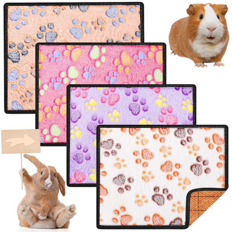 4 Pieces Guinea Pig Mat Bed Hamster Fleece Blankets Winter Warm and Summer Cool Hamster Cushion Bed Double Sided Small Animal Sleeping Pad for Bunny Squirrel Hedgehog Chinchilla, 12.6 x 9.8 Inch - PawsPlanet Australia