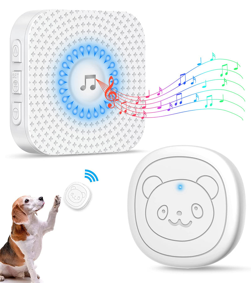 Dog Doorbells Wireless, LED Flash Dog Bells for Puppy Potty Training, 1000 Ft Range/55 Melodles Waterproof Door Bell Cordless Doorbell Kit for Puppies Dogs Doggy Doggie Pooch Pet Cat - White 1 Receiver+1 Transmitter - PawsPlanet Australia
