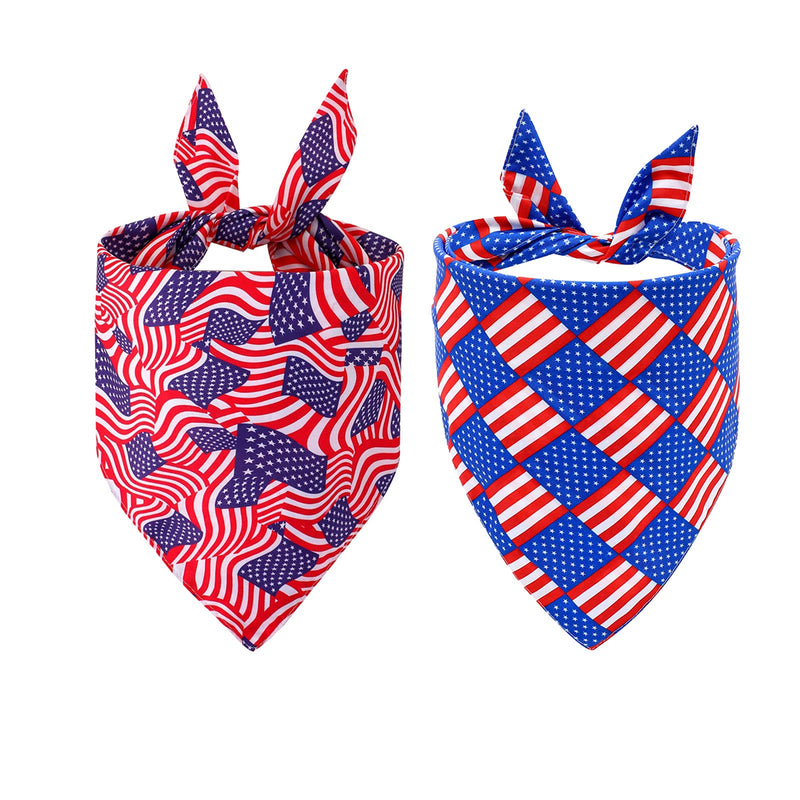 TCBOYING 2 Pack 4th of July Dog Bandannas, Independence Day American Flag Dog Bandanas, Memorial Day Cotton Bandanas Scarfs Triangle Bibs Accessories for Small Medium Large Dogs Puppies Pets - PawsPlanet Australia