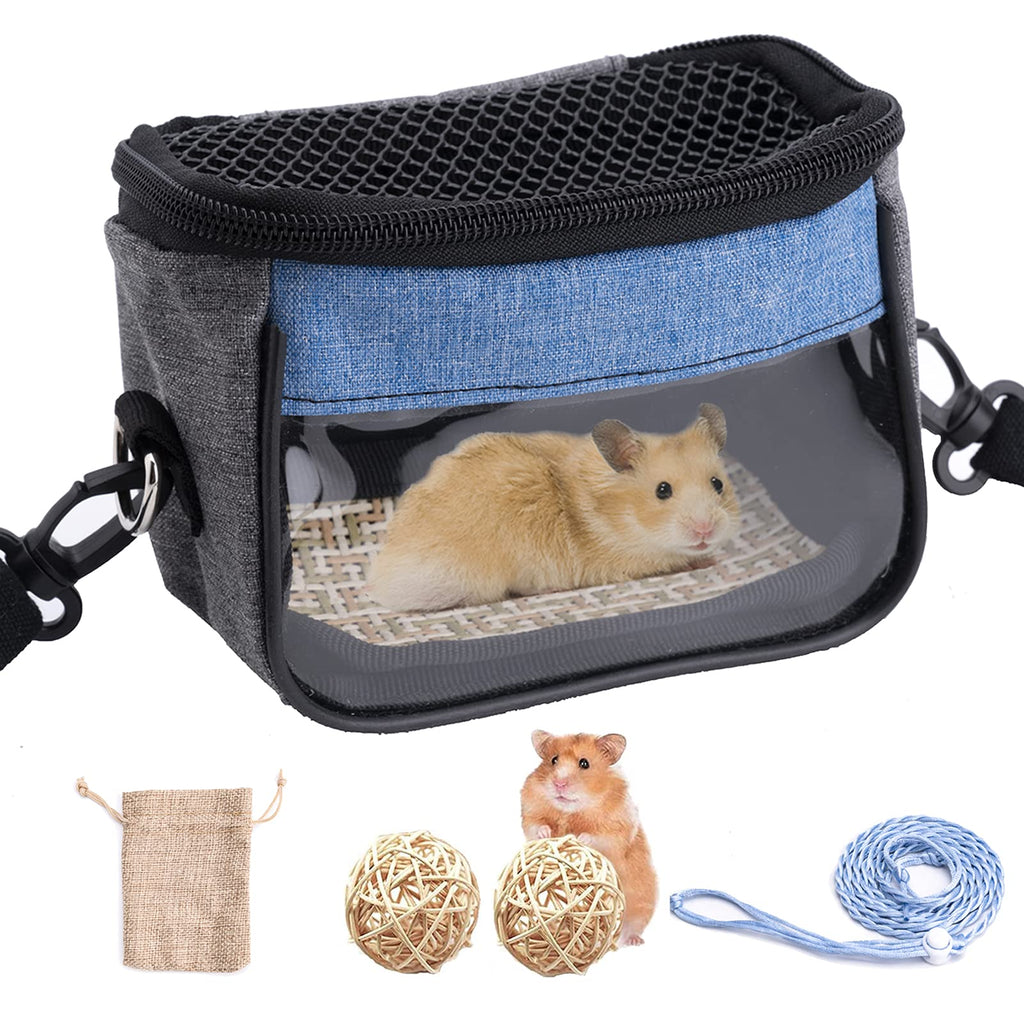 Fansisco Hamster Carrier Bag Small Animal Portable Outgoing Bag for Small Pets, Rats, Gerbils, Squirrels, Sugar Glider Transport Pouch with Breathable Mesh Top, Back Pocket, Shoulder Straps - PawsPlanet Australia