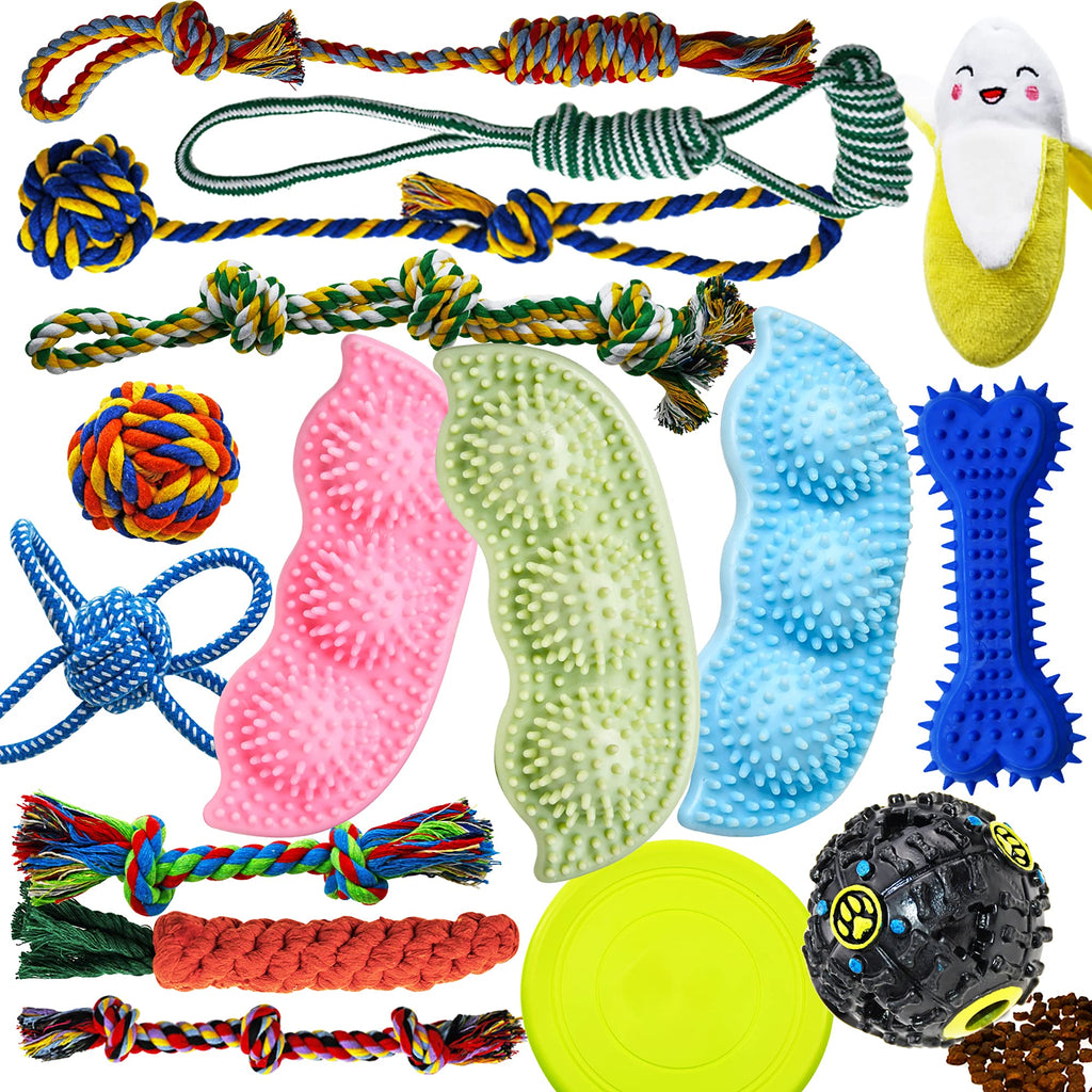 Dog Chew Toys for Puppies Teething, Dog Toys 16 Pack Puppy Chew Toys Pea Shaped Rubber Bone Dog Toy Bundle Dog Squeaky Toys iq Treat Ball Puppy Teething Chew Toys Small Dogs Puppy Toys - PawsPlanet Australia