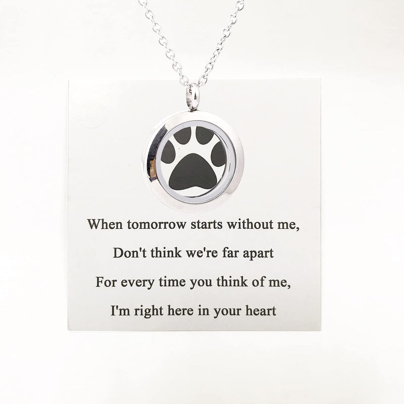 Unijew Pet Memorial Gifts, Circle Floating Charm Memory Locket Necklace for Beloved Dog Cat, 316 Stainless Steel Photo Frame Necklace, Pet Sympathy Gift for Women Men Who Loss of Pets - PawsPlanet Australia