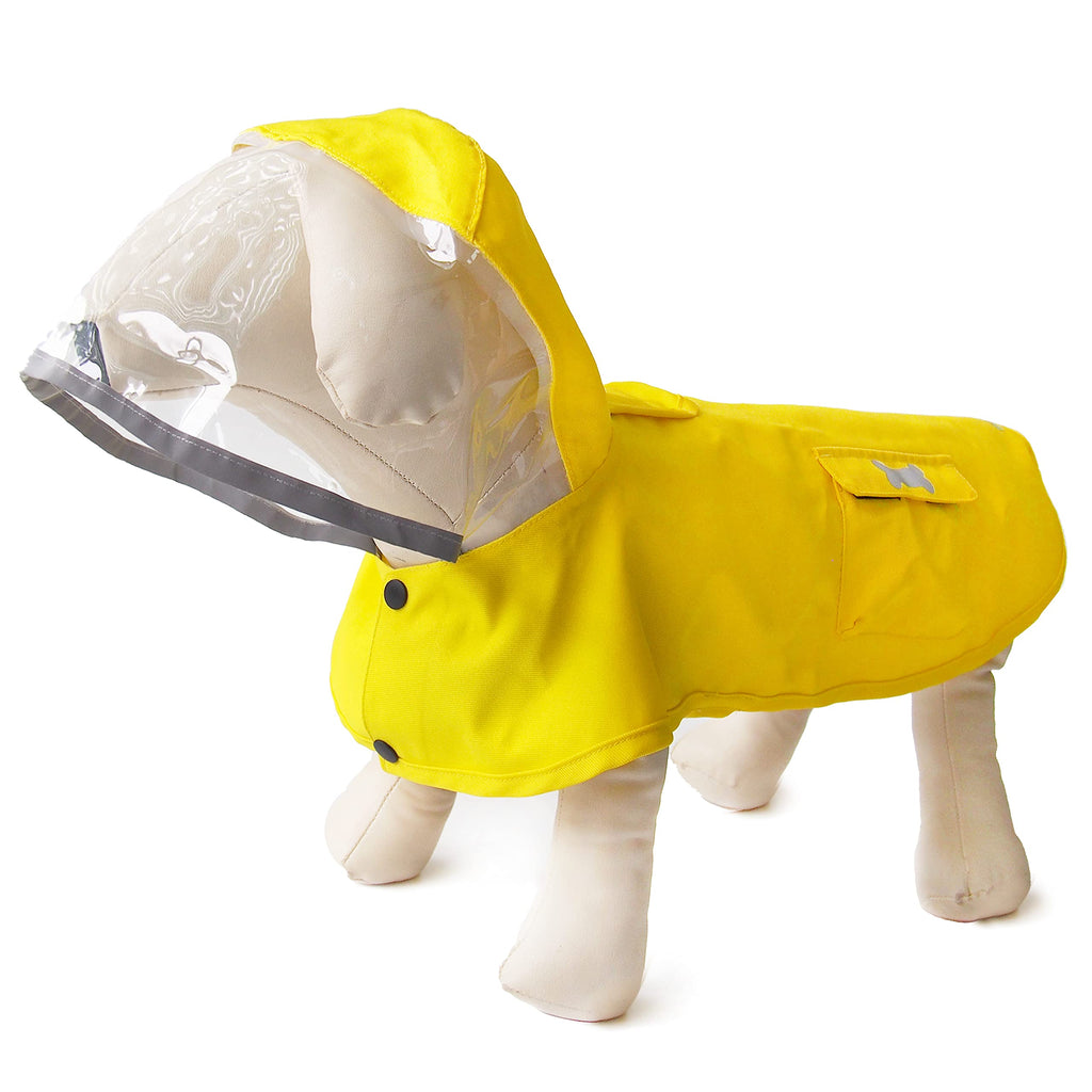 Dog Waterproof Raincoat with Poncho Hoodie, High Reflective Adjustable Yellow Pet Rain Jacket with Leash Hole for Small Medium and Large Dogs(Medium) - PawsPlanet Australia