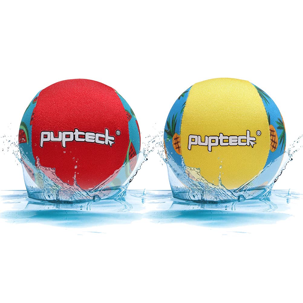 PUPTECK Floating Dog Pool Toys - 2 Pack Dog Water Bouncing Fetch Balls for Summer, Interactive Puppy Chew Toy - PawsPlanet Australia