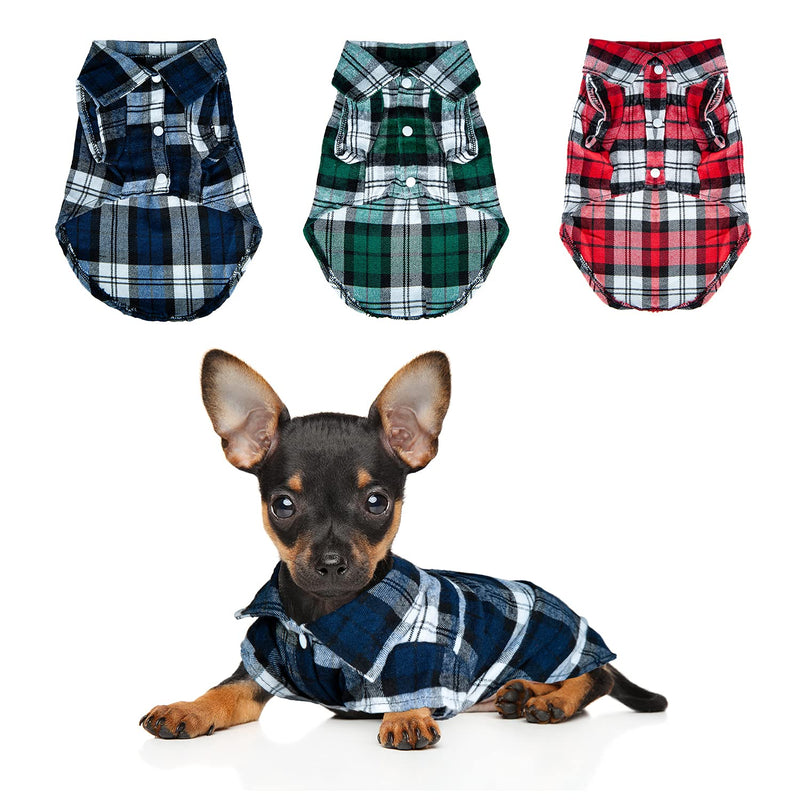 3 Pieces Dog Shirt Plaid Dog Clothes, Soft Breathable Dog T-Shirt, Machine Washable Pet Daily Apparel, for Small Medium Large Dogs (Small) - PawsPlanet Australia
