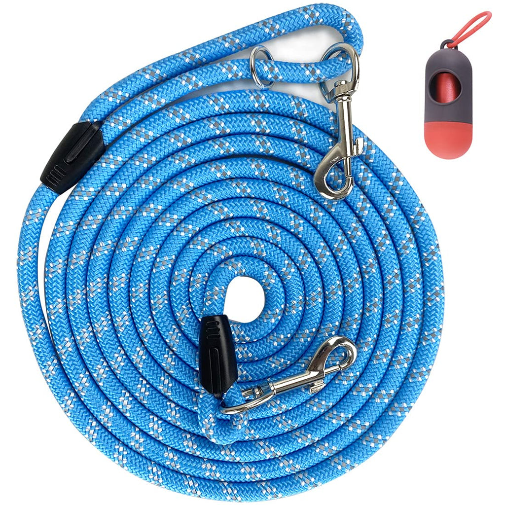 Codepets Long Rope Dog Leash for Dog Training 12FT 20FT 30FT 50FT, Reflective Threads Dog Cat Leashes Tie-Out Check Cord Recall Training Agility Lead for Large Medium Small Dogs (Blue, 10mm12ft) 10mm*12ft BLUE - PawsPlanet Australia