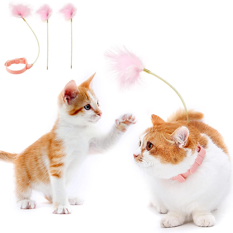 Cat Wand Feather Teaser Toys - Dorakitten Cat Interactive Toys for Indoor Cats with 2PCS Feather Replacement Kitten Toys with Collar & Bell On The Neck|Foot|Hand|Desk Variety - PawsPlanet Australia