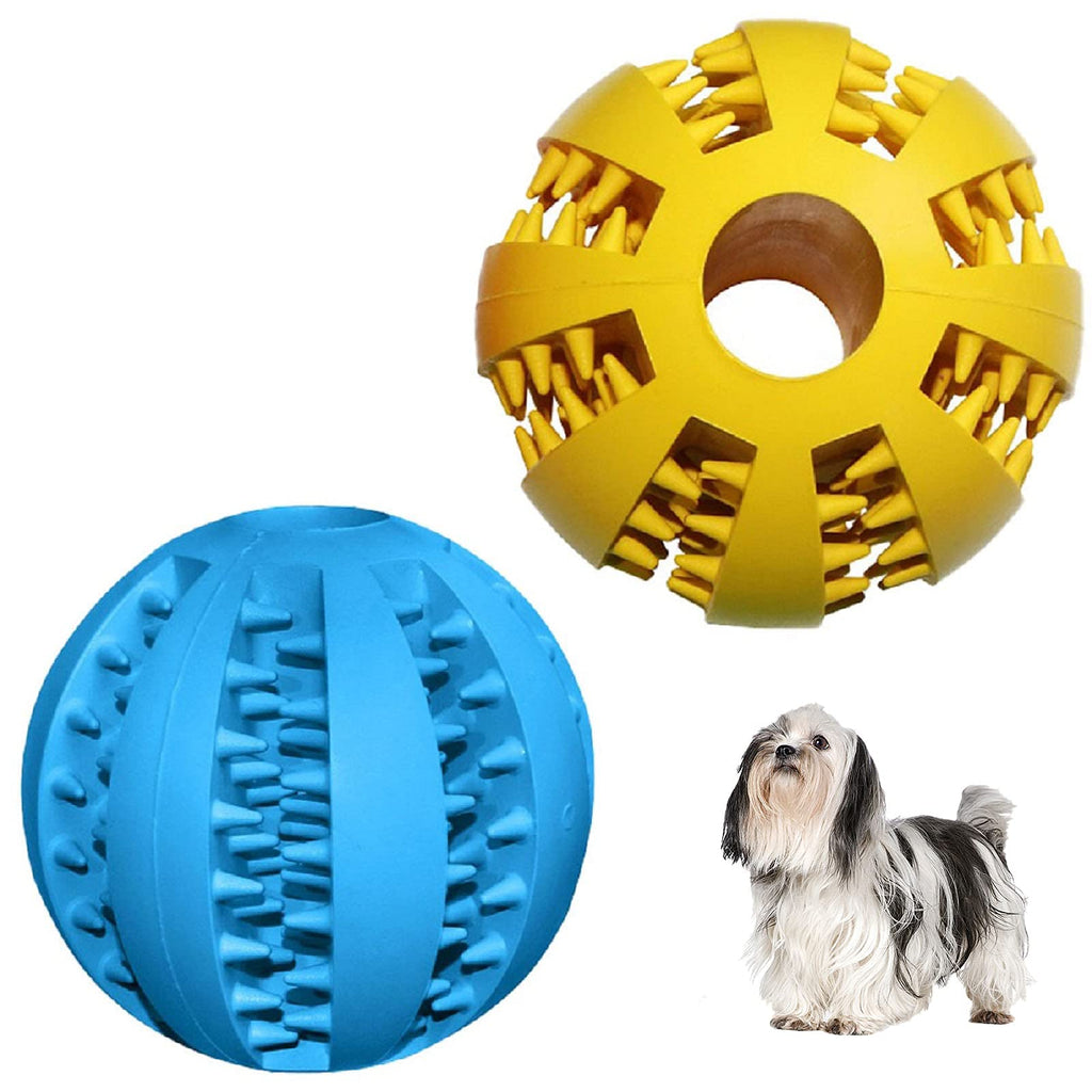 Dog Toys Interactive Dog Puzzle Toys,2 Dog Balls Include Blue Dog Chew Toy and Yellow Durable Dog Toy for Small Dogs Teeth Cleaning Calming Training Dog Birthday Dog Dad Gifts - PawsPlanet Australia