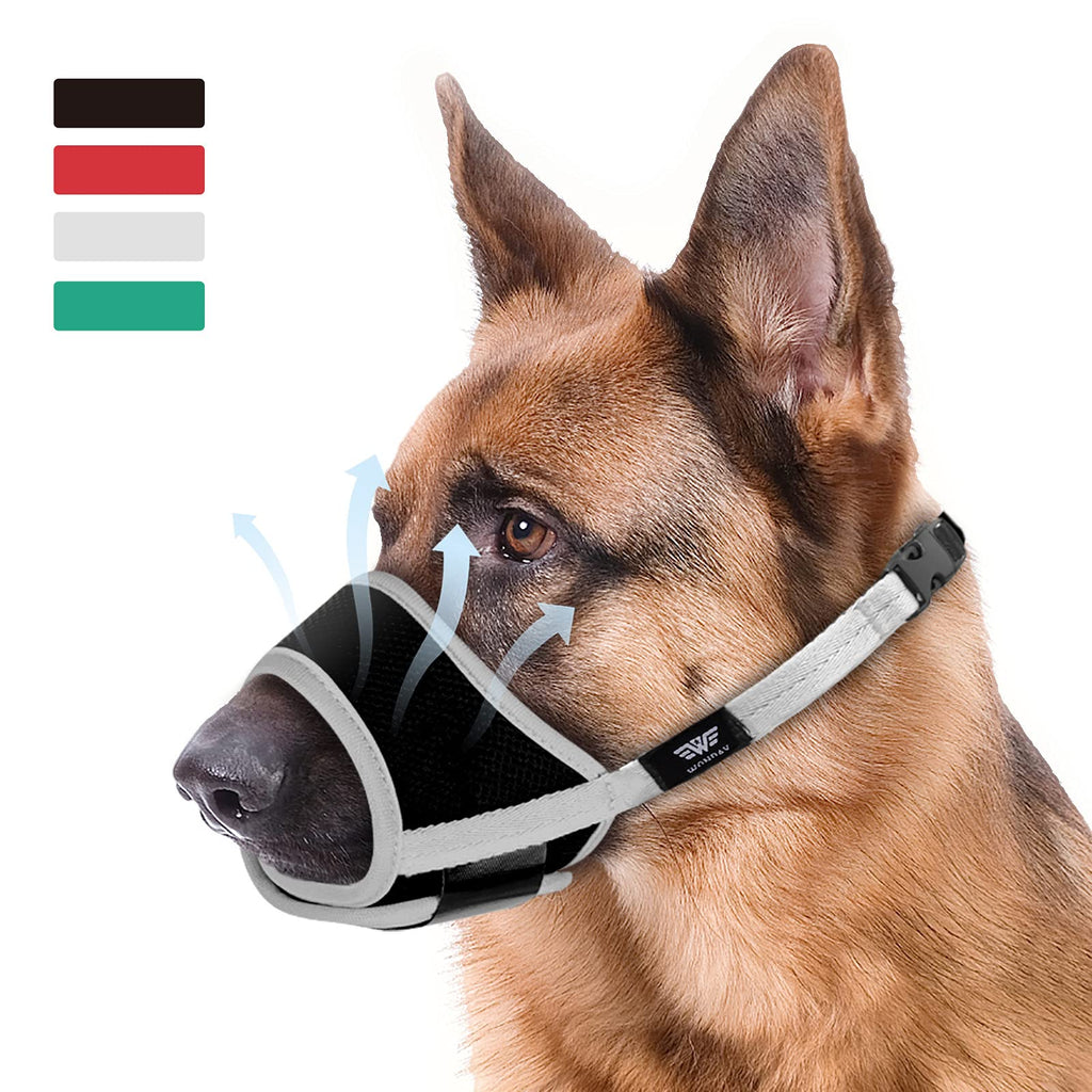 WONDAY Dog Muzzle for Small Medium Large Dogs, Dog Muzzles for Biting Barking and Chewing Puppy Muzzle Nylon Soft Mesh Breathable Adjustable Loop Muzzle Anti-Dropping 4 Colors 4 Sizes S Gray - PawsPlanet Australia