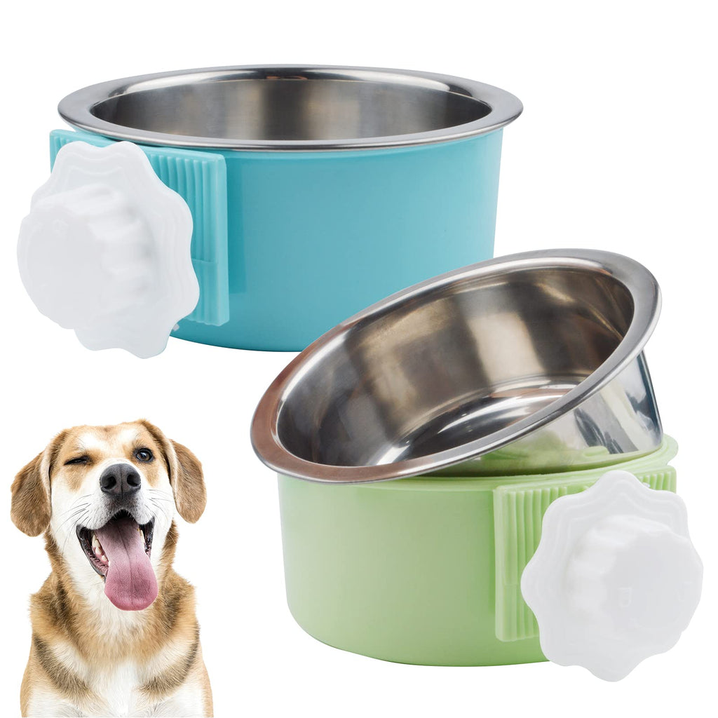 Keystand Crate Dog Bowl, 2 Pack Removable Stainless Steel Dog Bowl, Dog Crate Water Bowl No Spill for Puppy Cat Rabbit Rats Guinea Pigs - PawsPlanet Australia