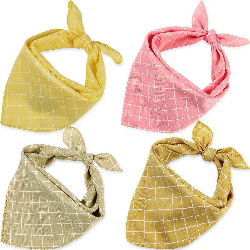 4 Pieces Dog Bandana Pet Summer Bandanas Plaid Washable Dog Scarf Bandana Triangle Bibs Kerchief Adjustable Dog Bib Apparel Accessories for Small Medium Large Pets (Pink, Yellow, Ginger, Khaki) Pink, Yellow, Ginger, Khaki - PawsPlanet Australia