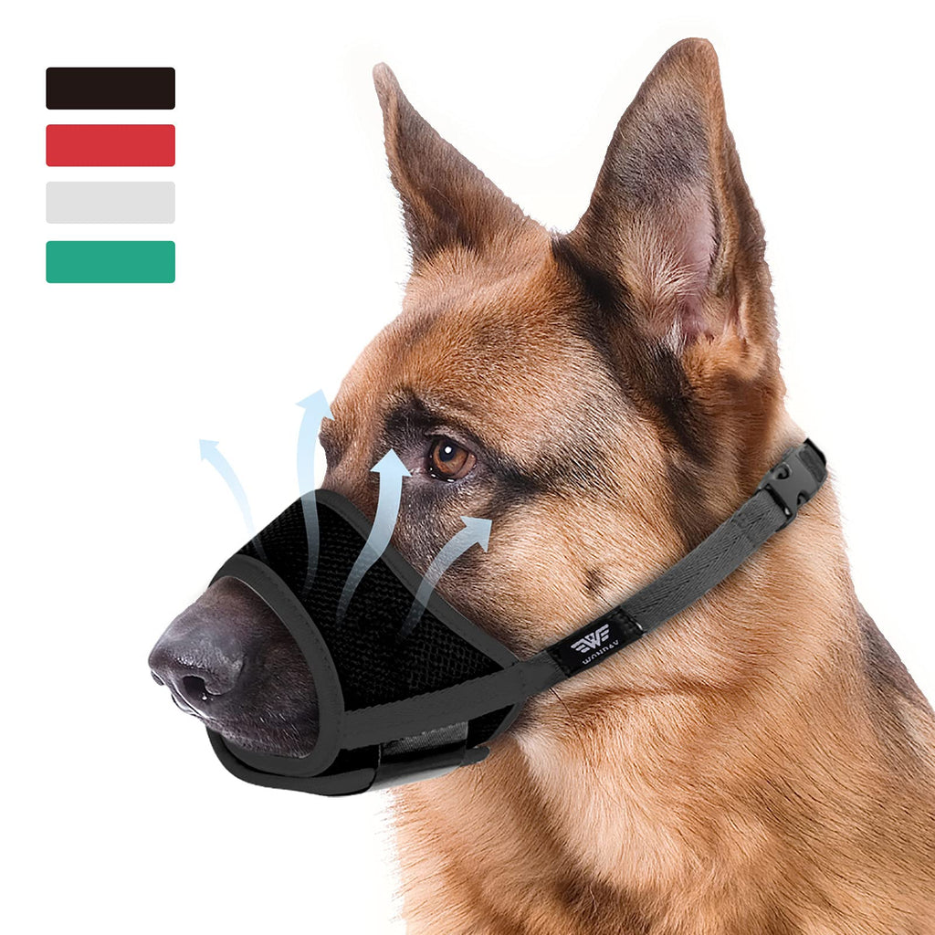 WONDAY Dog Muzzle for Small Medium Large Dogs, Dog Muzzles for Biting Barking and Chewing Puppy Muzzle Nylon Soft Mesh Breathable Adjustable Loop Muzzle Anti-Dropping 4 Colors 4 Sizes S Black - PawsPlanet Australia