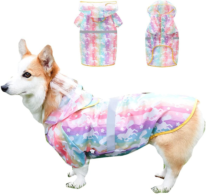 Baby Molly Dog Raincoat-Rainbow Unicorn-Lightweight Rain Jacket-Waterproof Pet Cloth-Dog Poncho Coat with Hoodie (X-Small) XS - PawsPlanet Australia