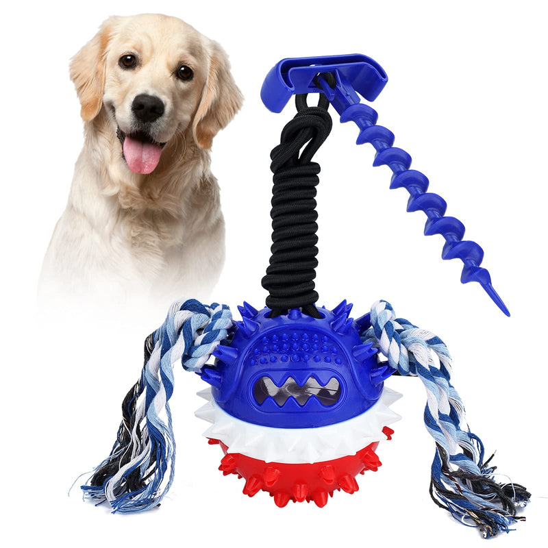 Dogs Training Treats Teething Rope Toy with Lawn Bolt, Outdoor Interactive Toy for Puppy, with Leaking Trough, Dog Rope Toys for Aggressive Chewers for Small Large Dogs, Durable Chew Toys for Boredom - PawsPlanet Australia