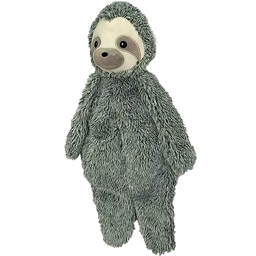 Petlou Stuffingless Floppy Plush Dog Toys with Durable Squeak and Crinkle Paper Dog Chew Toys Green Grey 19" FLOPPY SLOTH - PawsPlanet Australia