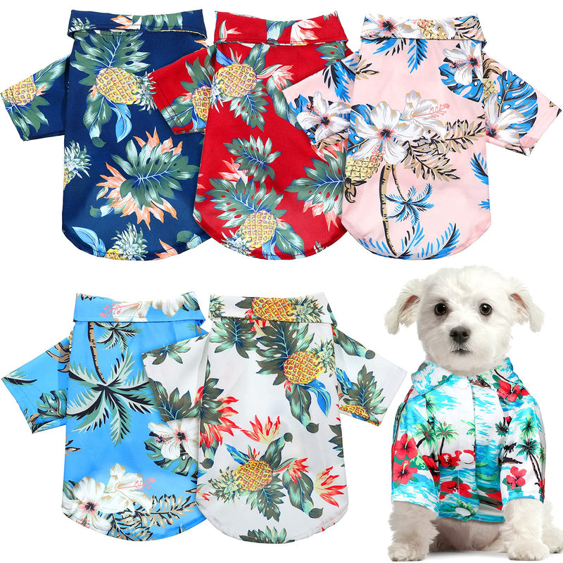 6 Pieces Hawaiian Dog Shirts Breathable Dog Cat Clothes Pet Cool Summer Camp Shirt Clothes for Small Medium Dogs Cats, XS - PawsPlanet Australia