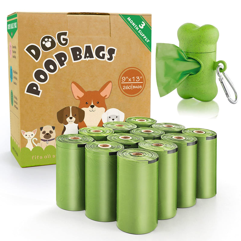 Zevmi Dog Poop Bags, Extra Thick and Leak Proof Poop Bags for Dogs, Biodegradable Doggie Poop Bags with 1 Free Dispenser, Eco-Friendly Biodegradable Dog Poop Bags Refill Rolls(13 Rolls/260 Bags) 260 Counts - PawsPlanet Australia