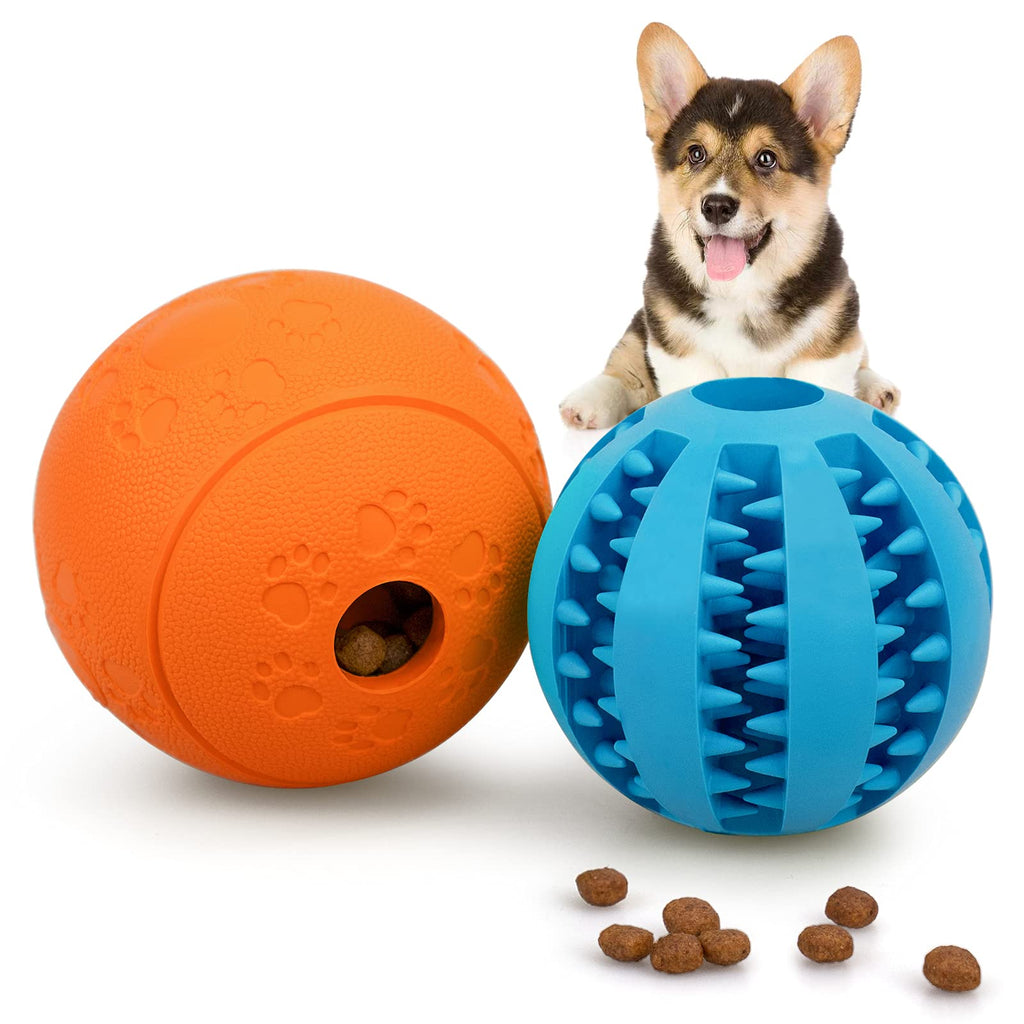 Interactive Dog Toys for Puppies 2 Pack, HIPPIH Dog Puzzle Toys for Small Dogs, Dog Balls for Medium Dogs, Treat Dispensing Dog Toys Blue+Orange - PawsPlanet Australia
