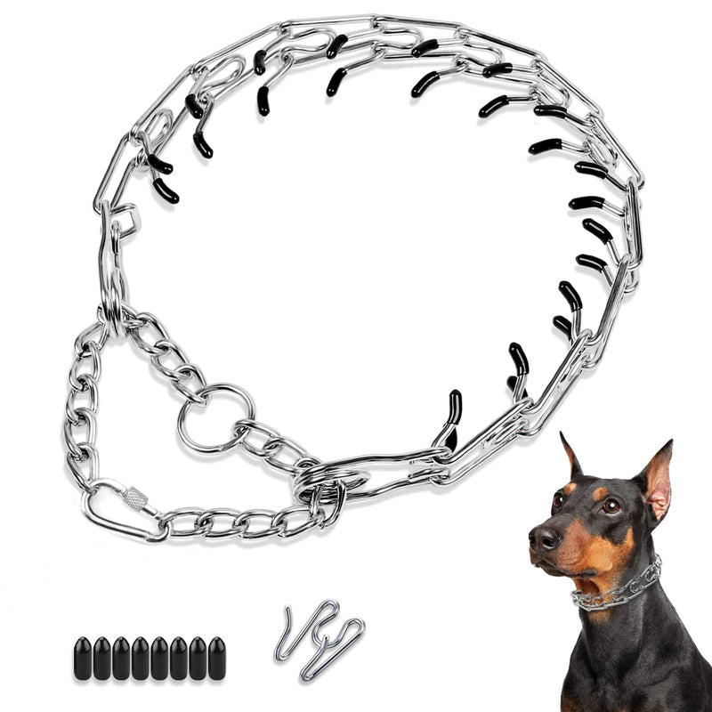 Supet Dog Training Collar with Protective Rubber Tips, Dog Collar with Adjustable Stainless Steel Links for Small Medium Large Dogs Carabiner Type S (Neck:13''-15'' Weight Around:35 lbs) - PawsPlanet Australia