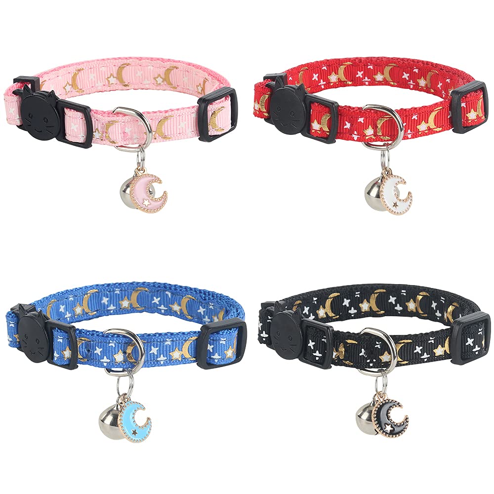 Yizepet Breakaway Cat Collar with Bell, 4 Pack Safety Adjustable Cat Collars Set - PawsPlanet Australia