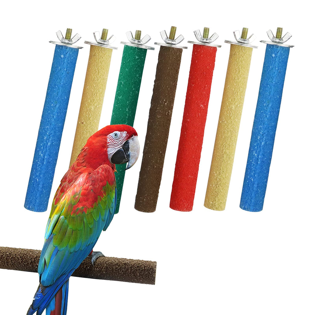 Eunice Bird Perches Parrot Stand Sand Perches Wooden Bird Cage Perch Toy Colorful Paw Grinding Stick Cage Accessories for Parakeets Conures Cockatiels Lovebirds 7 Pack - PawsPlanet Australia