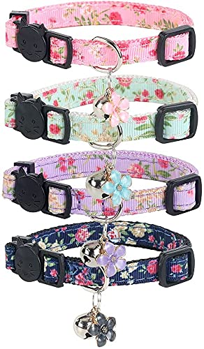 NISYYE Breakaway Cat Collar with Bell, 4 Pack Safety Adjustable Cat Collars Set - PawsPlanet Australia