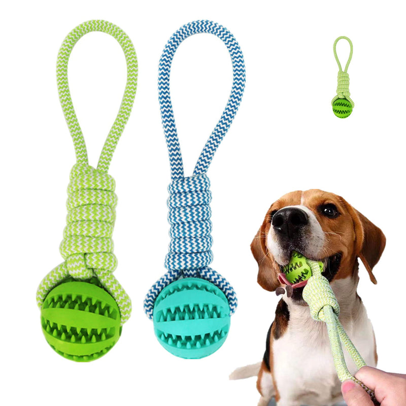 GREMBEB Dog Braided Rope Toy Chew,Puppy Molar Teeth Cleaning Ball,Food Dispensing Tool,Pet Durable Cotton and Rubber Bite Knot Training,Tugging,Chewing,Playing for Small Medium Large Dog (1PCS-Green) 1PCS-Green - PawsPlanet Australia
