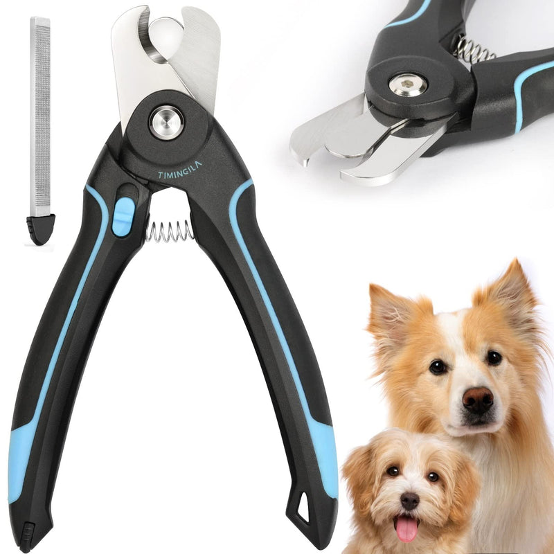 TIMINGILA Dog Nail Clippers,Dog & Cat Pets Nail Clippers and Trimmer with Built-in Safety Guard to Avoid Over-Cutting Nails & Free Nail File,for Safe, Professional at Home Grooming blue - PawsPlanet Australia