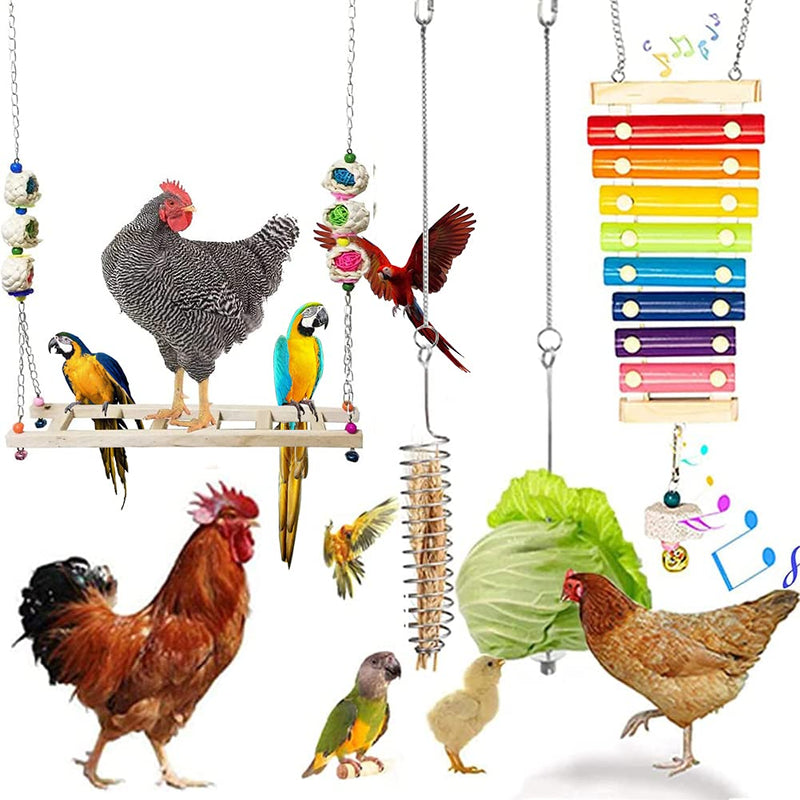 Birds Wooden Swing Toys Chicken, Veggies Skewer and Fruit Holder, Parrot Xylophone Toy, Hanging Feeder for Chicken, Hens, Bird, Parrot Rooster, Bird cage and Chicken Coop Accessories Multi-colored 1 - PawsPlanet Australia