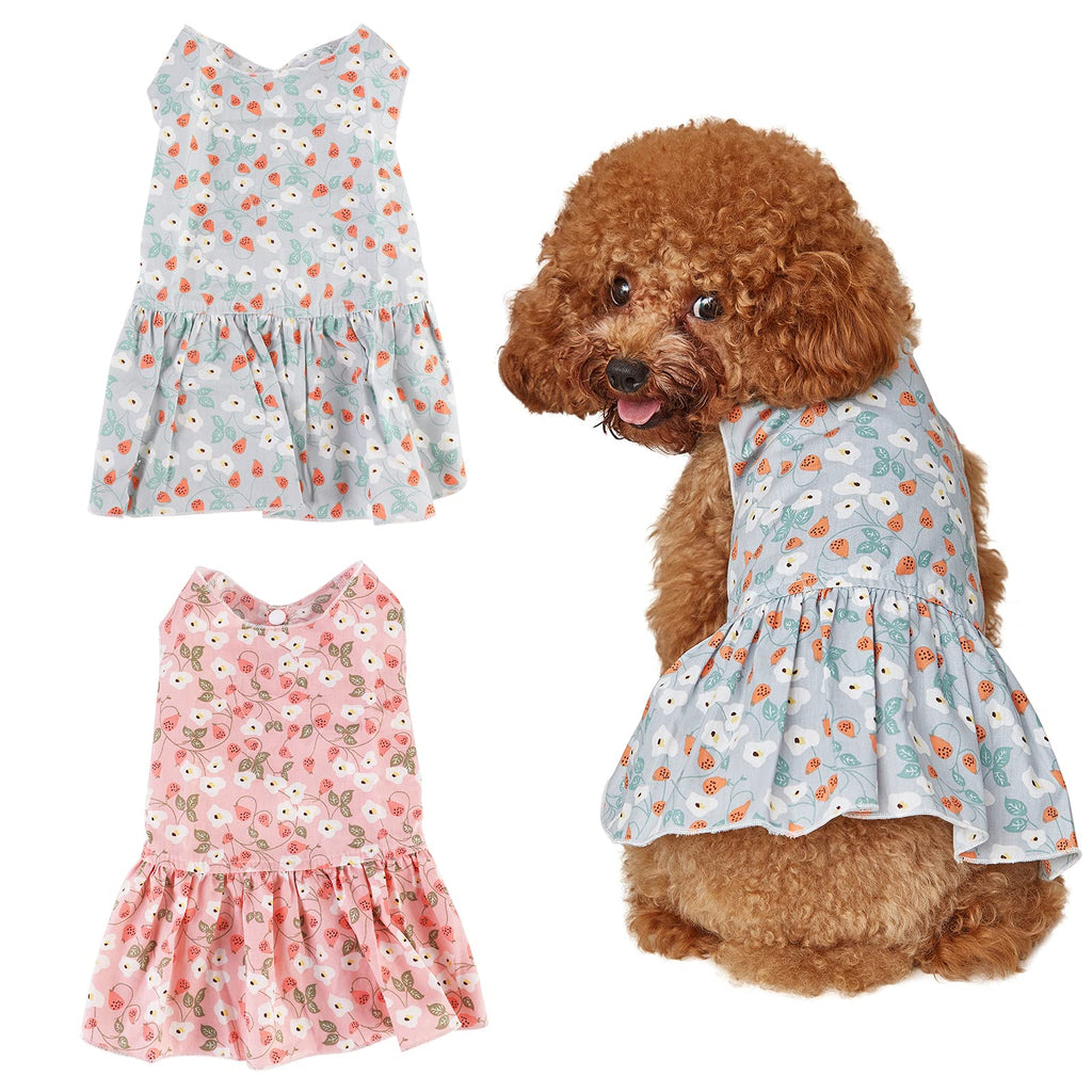 2 Pieces Dog Dress Dog Tutu Princess Dresses for Girl Small Dogs Lovely Summer Puppy Dress Cute Dog Dress for Pet Clothes Birthday Party Flower Dog Dress Shirt Vest Sundress Puppy Clothes Small (2 Count) Blue Pink Dress - PawsPlanet Australia