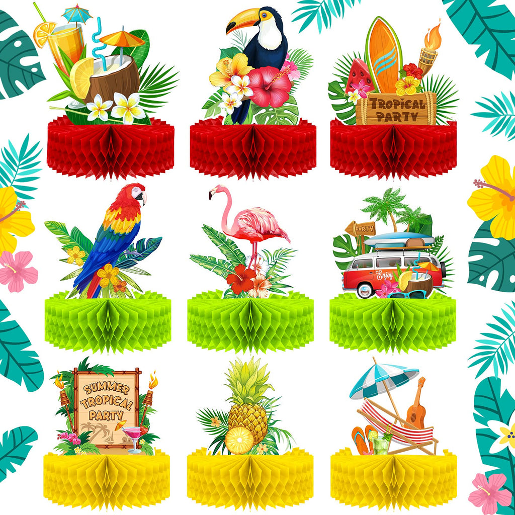 9 Pieces Hawaii Honeycomb Centerpieces Hawaii Theme Party Decoration Hawaii Cakes Balls Table Toppers Hawaii Paper Centerpiece Signs for Dinosaur 3D Table Decorations, 6.9 x 8.5 Inches - PawsPlanet Australia