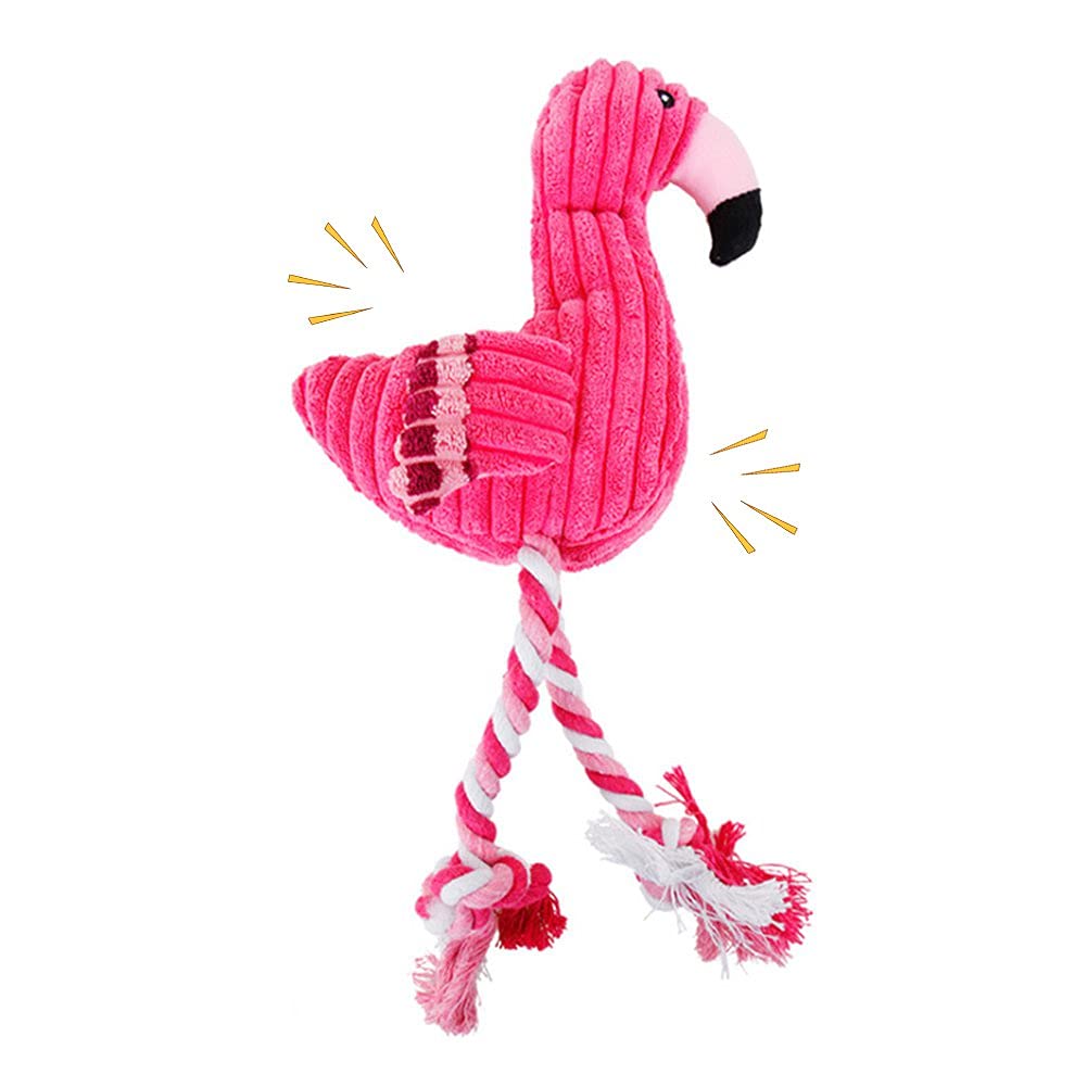 Squeaky Plush Dog Toy, Interactive Stuffed Dog Chew Toys with Squeaker, Durable Pet Toy for Small Medium Chewer with Cute Shape, Boredom Reducing Training Play Flamingo - PawsPlanet Australia
