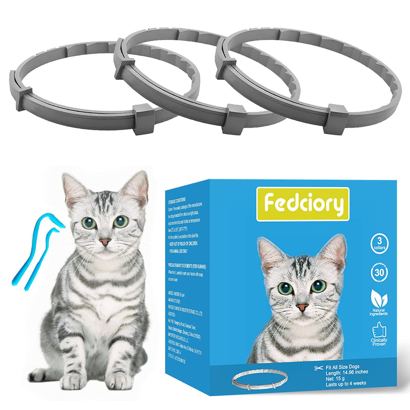 Fedciory Calming Collar for Cats 3 Pack, Adjustable Relieve Reduce Anxiety Pheromone Your Pet Lasting Natural Calm Collar Up to 15 Inch Fits Cat - PawsPlanet Australia