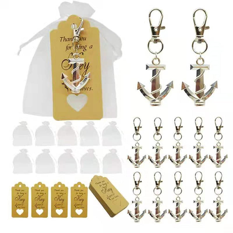 Aizhuang 50Pcs Anchor Keychain Party Favor Wedding Favors for Guests, Creative Souvenirs Gifts with Drawstring Gift Bags and Thankyou Tags for Nautical Theme Wedding Party Decorations - PawsPlanet Australia