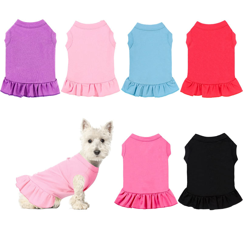 6 Pieces Dog Dresses Dog Shirt Skirt Dog Sleeveless Dress Breathable Pet Shirts with Ruffles Dog Sundress Dog Outfits for Dogs and Cats (XS Size) XS Size - PawsPlanet Australia