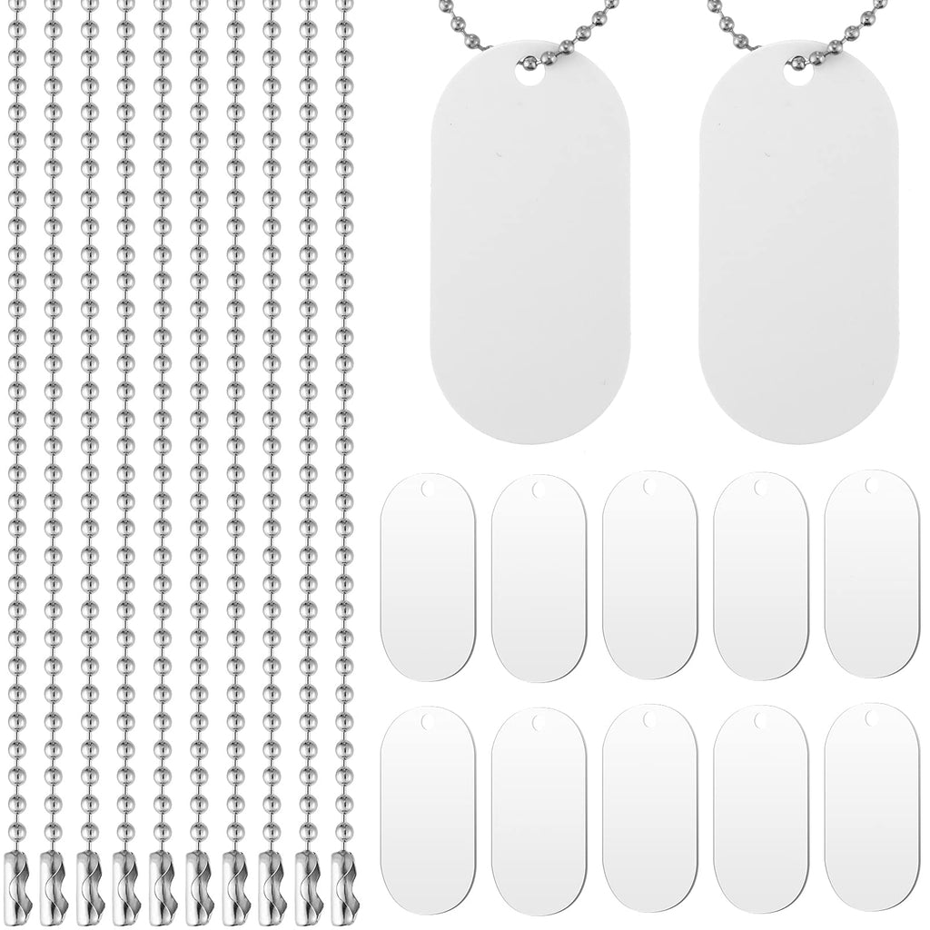 Sublimation Stamping Blank Dog Tag Necklace with Chain Necklace Aluminum Hip Hop Military Style Pet Dog Name Number Tag ID Metal Personalized Pendant Necklaces for Men Women (10) 10 - PawsPlanet Australia