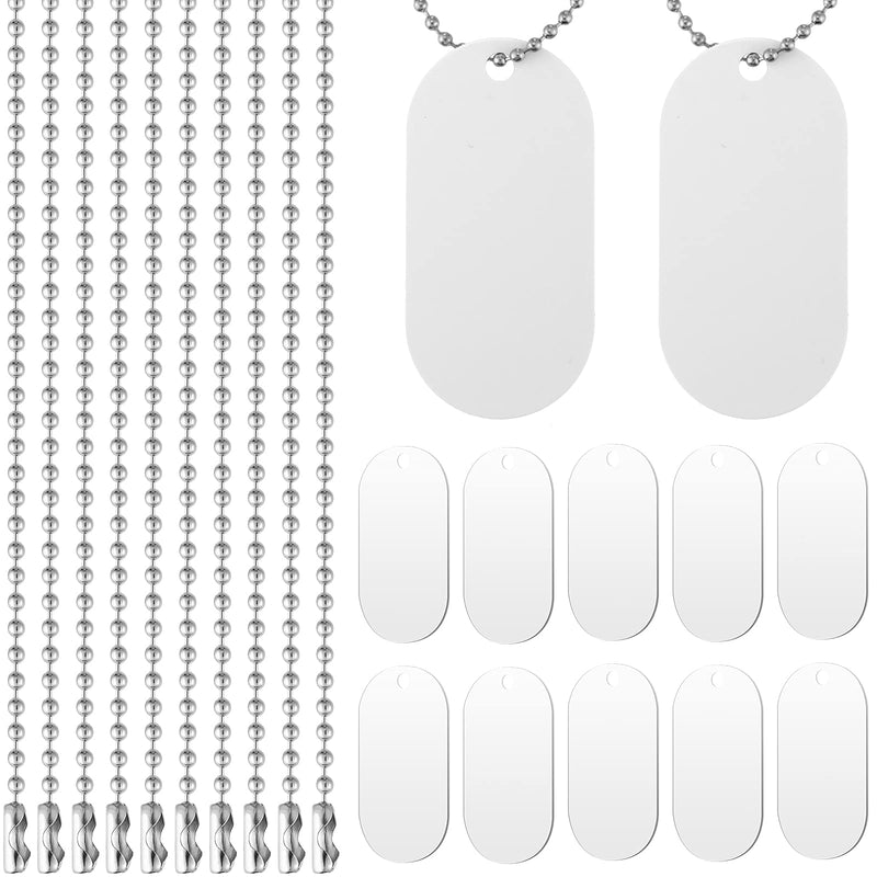 Sublimation Stamping Blank Dog Tag Necklace with Chain Necklace Aluminum Hip Hop Military Style Pet Dog Name Number Tag ID Metal Personalized Pendant Necklaces for Men Women (10) 10 - PawsPlanet Australia