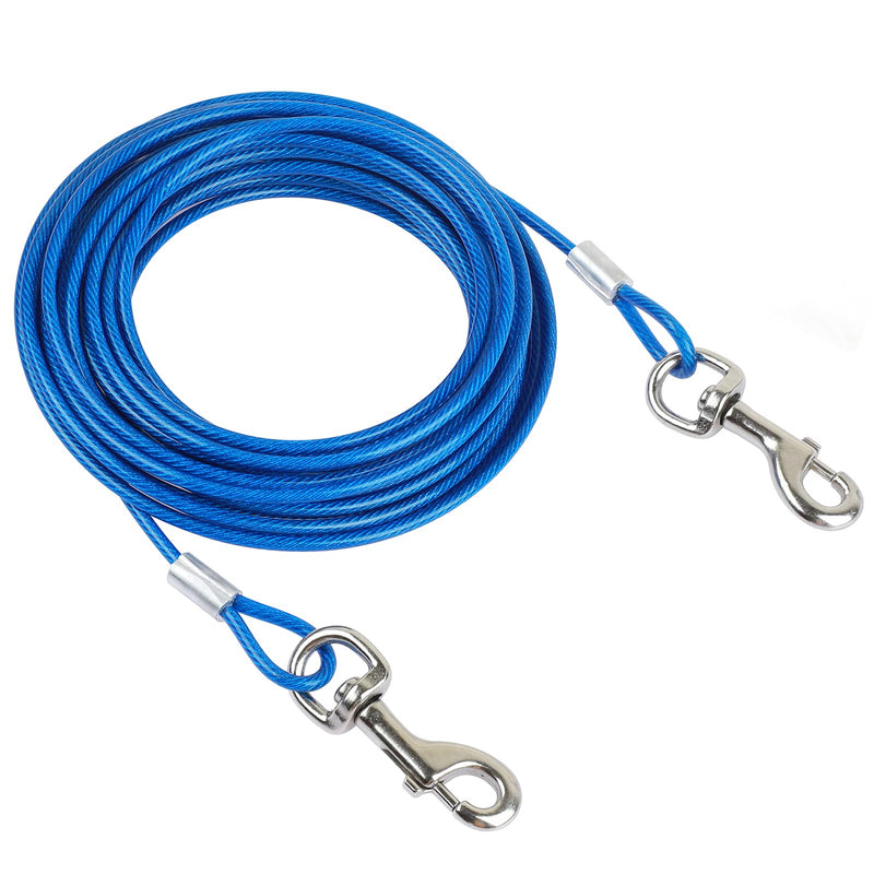 Dog Tie Out Cable - 16 ft Length 550 lbs Break Strength Galvanized Braided Steel Cable with PVC Coating Chew Proof Lead for Small to Large Dogs Pets Yard Camping Outdoors (0.20in (rdiamete) Blue) 0.20in (rdiamete) Blue - PawsPlanet Australia