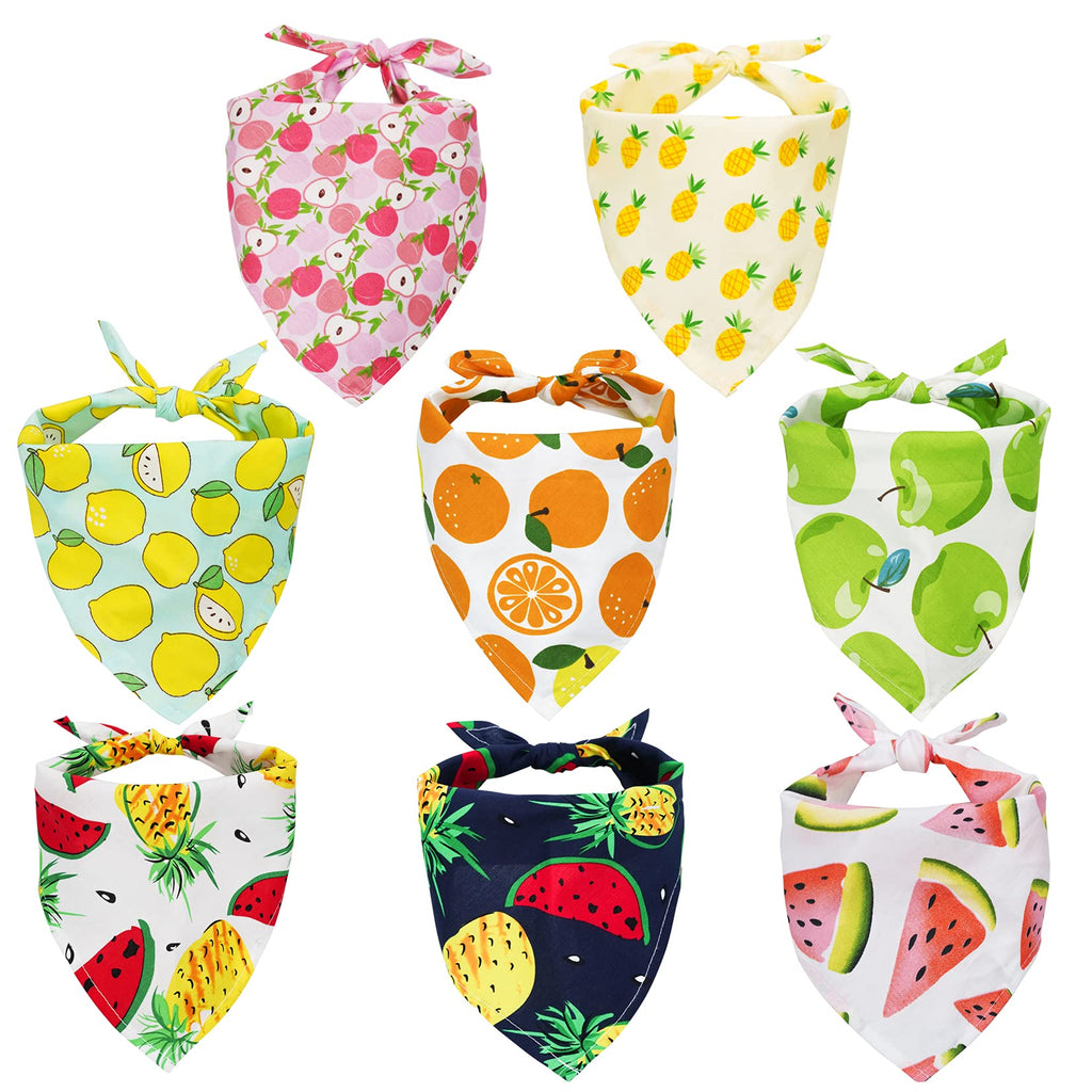 8 Pieces Dog Bandanas Fruit & Hawaii Style Spring & Summer Triangle Pet Bibs Reversible Dog Scarf Adjustable Washable Pet Kerchief for Pet Puppy Boys & Girls - PawsPlanet Australia