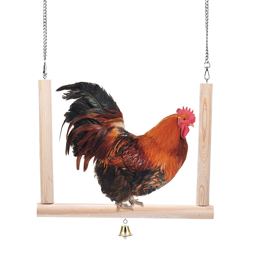 lanermoon Super Big Chicken Swing with Natural Wooden for Hens,Handmade Assemble Perch Stand Training Toy for Pet Large Birds Macaws and Parrots - PawsPlanet Australia