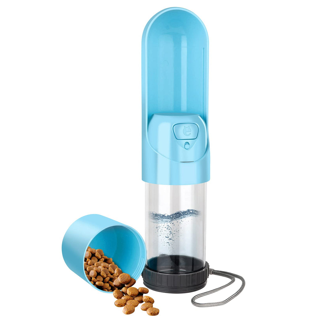 Portable Dog Water Bottle: Leak-Proof Cat Travel Water Dispenser, can Be Filled with Water and Food, Suitable for Kitty and Puppy Outdoor Walking, Hiking and Traveling Blue - PawsPlanet Australia