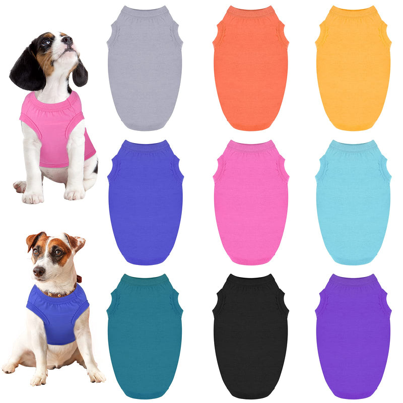 URATOT 9 Pack Dog T-Shirt Dog Plain Shirts Pet Blank Clothes Cotton Puppy Clothes Mixed Colors Pet Apparel Dog Cat Pet Clothes for Spring Summer, Small Black, Hot Red, Purple, Grey, Mixed Colors - PawsPlanet Australia