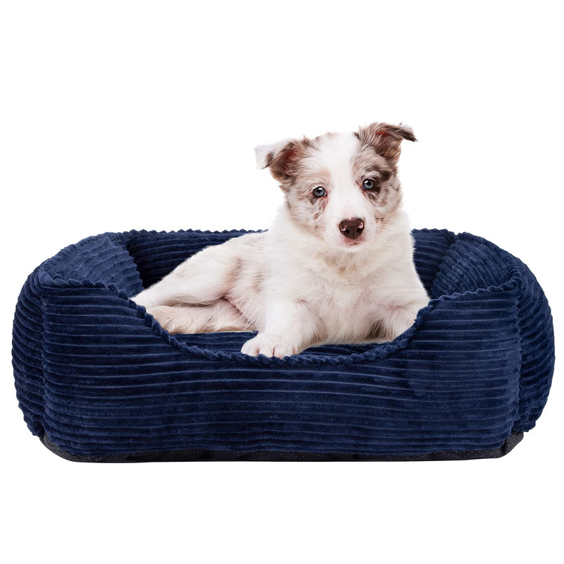 INVENHO Rectangle Dog Bed for Small Dogs Washable Soft Puppy Bed Calming Sleeping Cat Bed for Indoor Cats Non-Slip Bottom Orthopedic Pet Beds Thickened Durable Puppy Cushion Bed 25" (Navy Blue) M-25"×21"×8" - PawsPlanet Australia